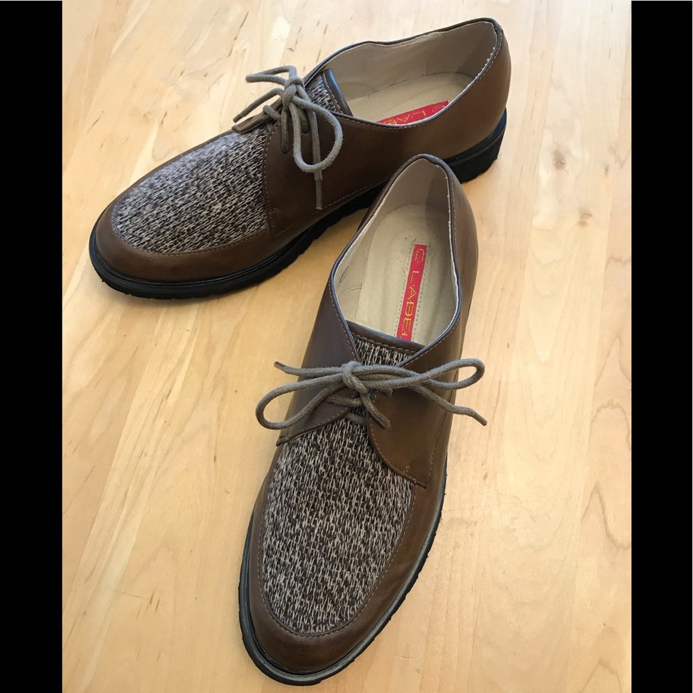 NEW C LABEL LEATHER &Knit Sz8 OXFORDS